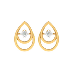 18KT YELLOW GOLD EYE DROP REAL DIAMOND EARRINGS