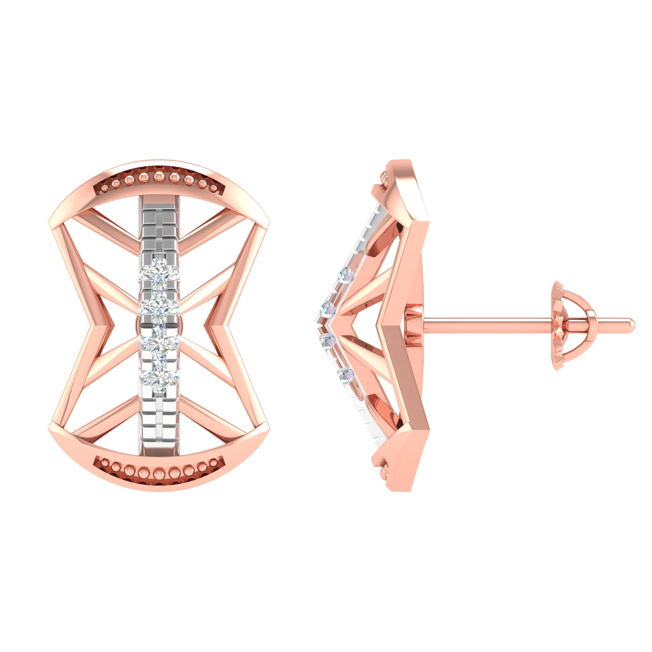 18KT ROSE GOLD LILY REAL DIAMOND EARRINGS