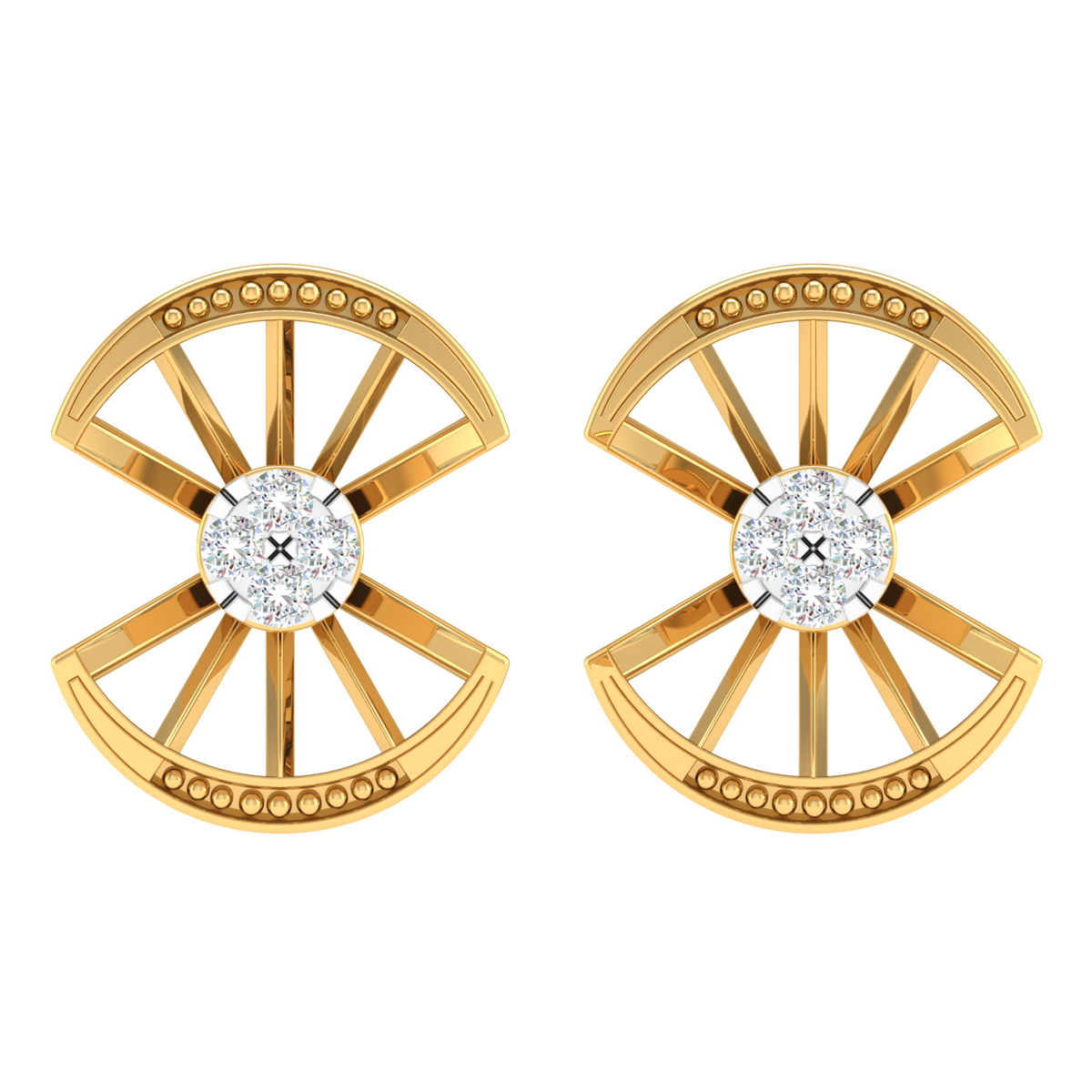 18KT YELLOW GOLD EVA REAL DIAMOND EARRINGS