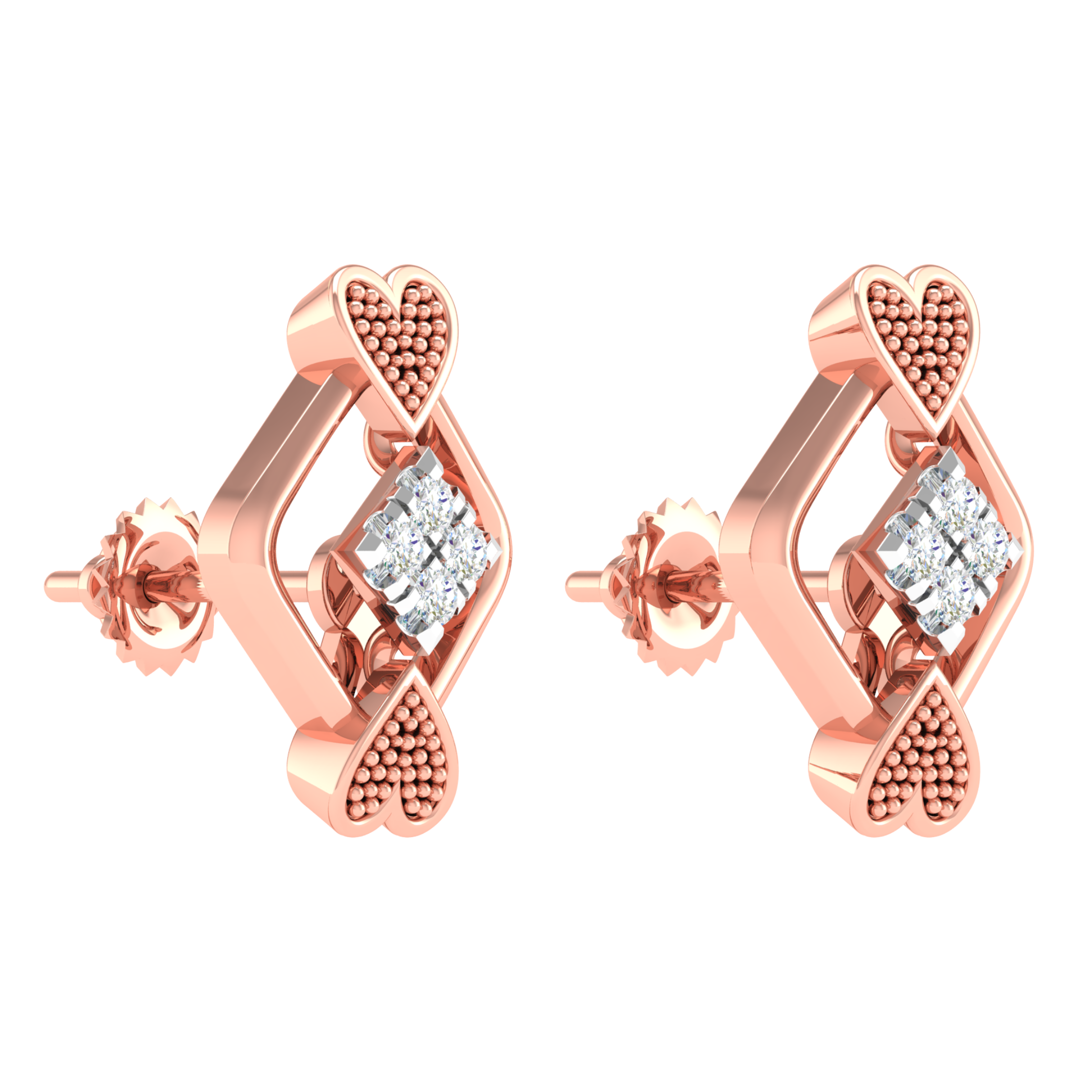 18KT ROSE GOLD KIRA REAL DIAMOND EARRINGS