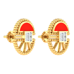 18KT YELLOW GOLD LEAH REAL DIAMOND EARRINGS