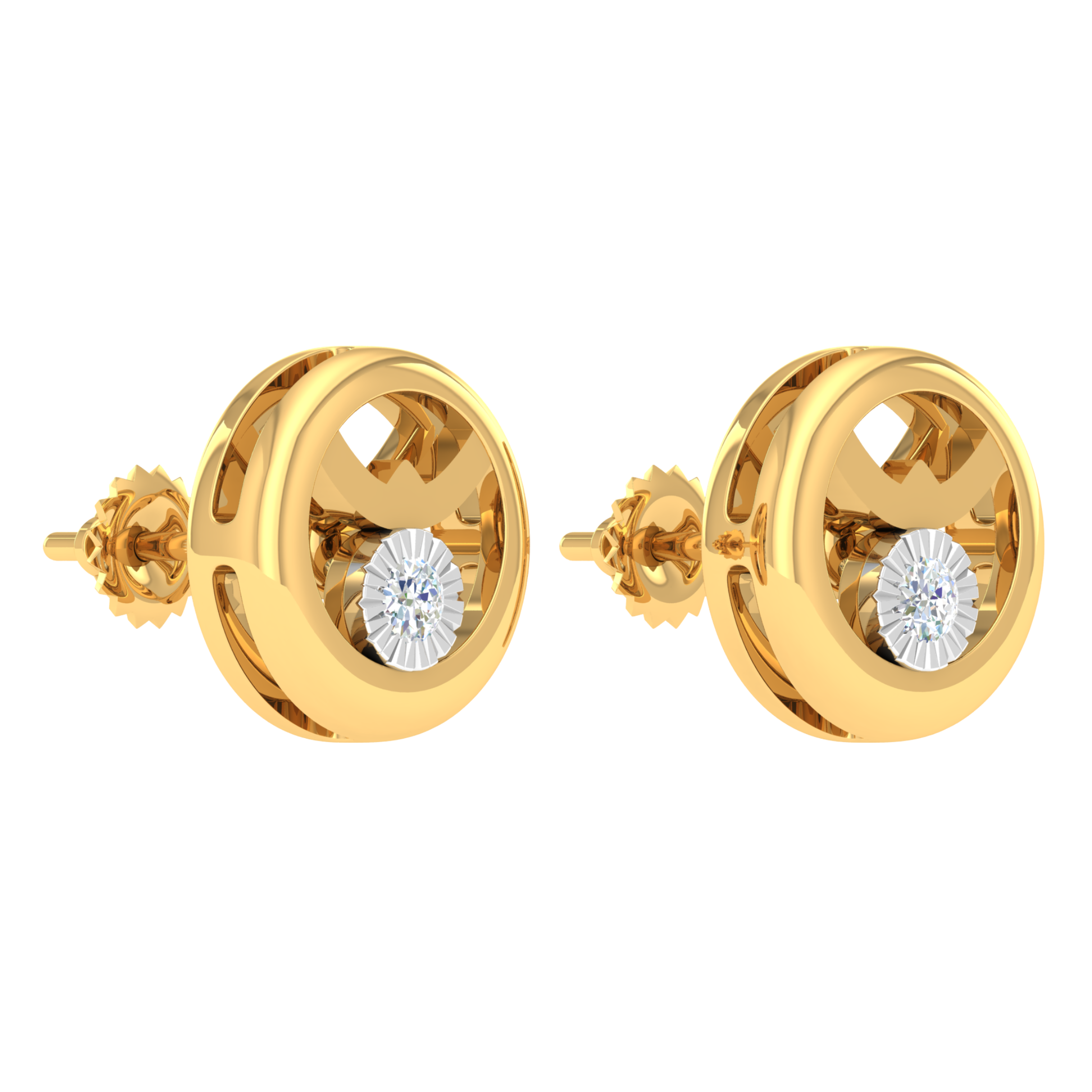18KT YELLOW GOLD LUCIA RRAL DIAMOND EARRINGS