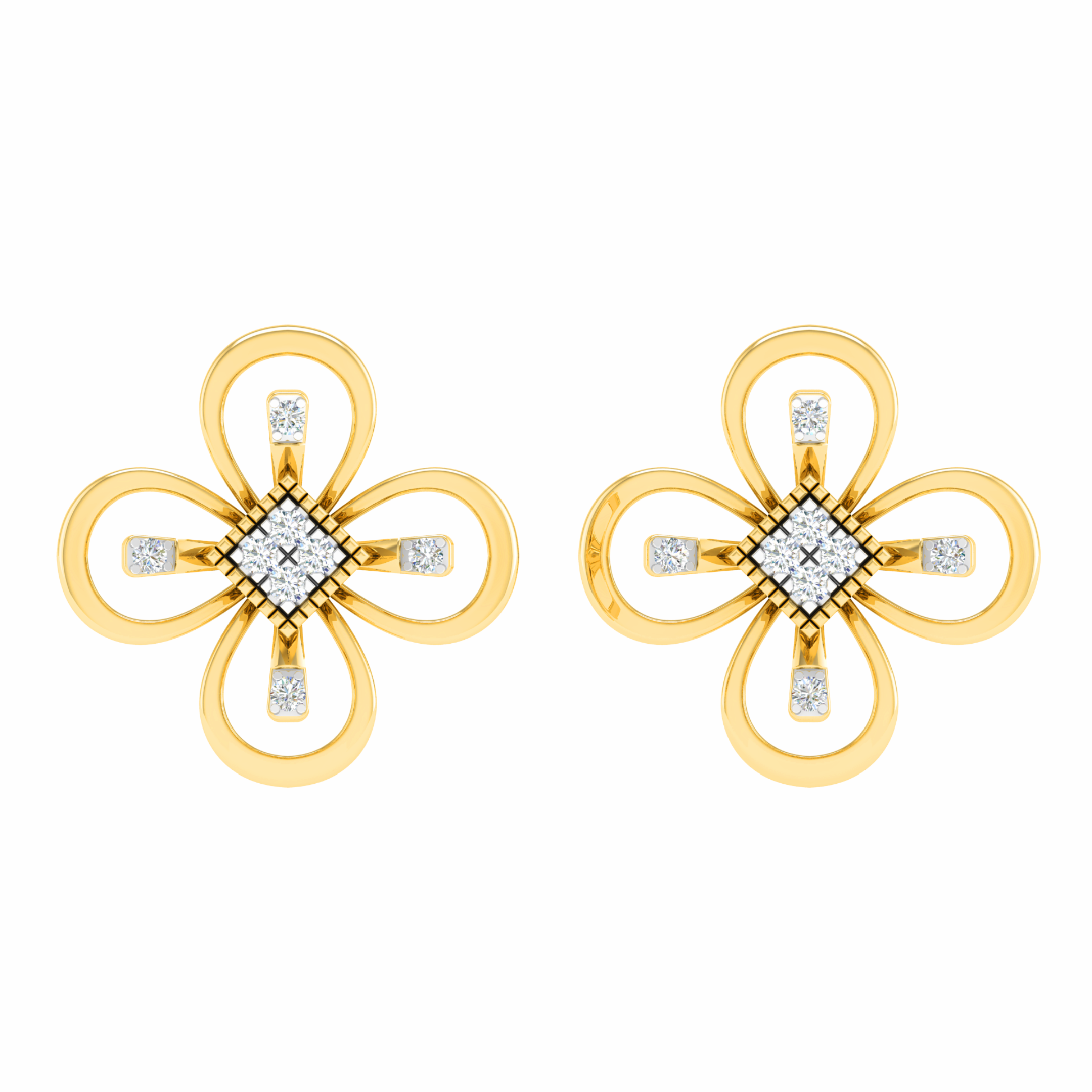 18KT ROSE GOLD BLOSSOM REAL DIAMOND EARRINGS