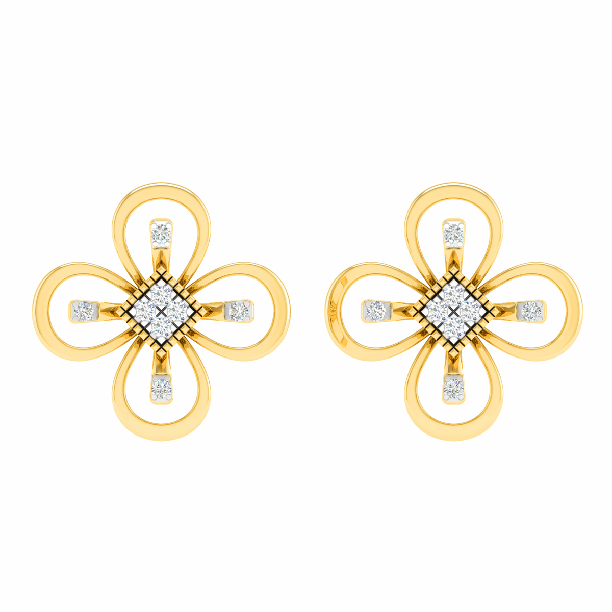 18KT ROSE GOLD BLOSSOM REAL DIAMOND EARRINGS