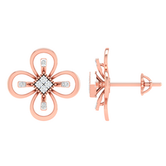 18KT ROSE GOLD BLOSSOM REAL DIAMOND EARRINGS