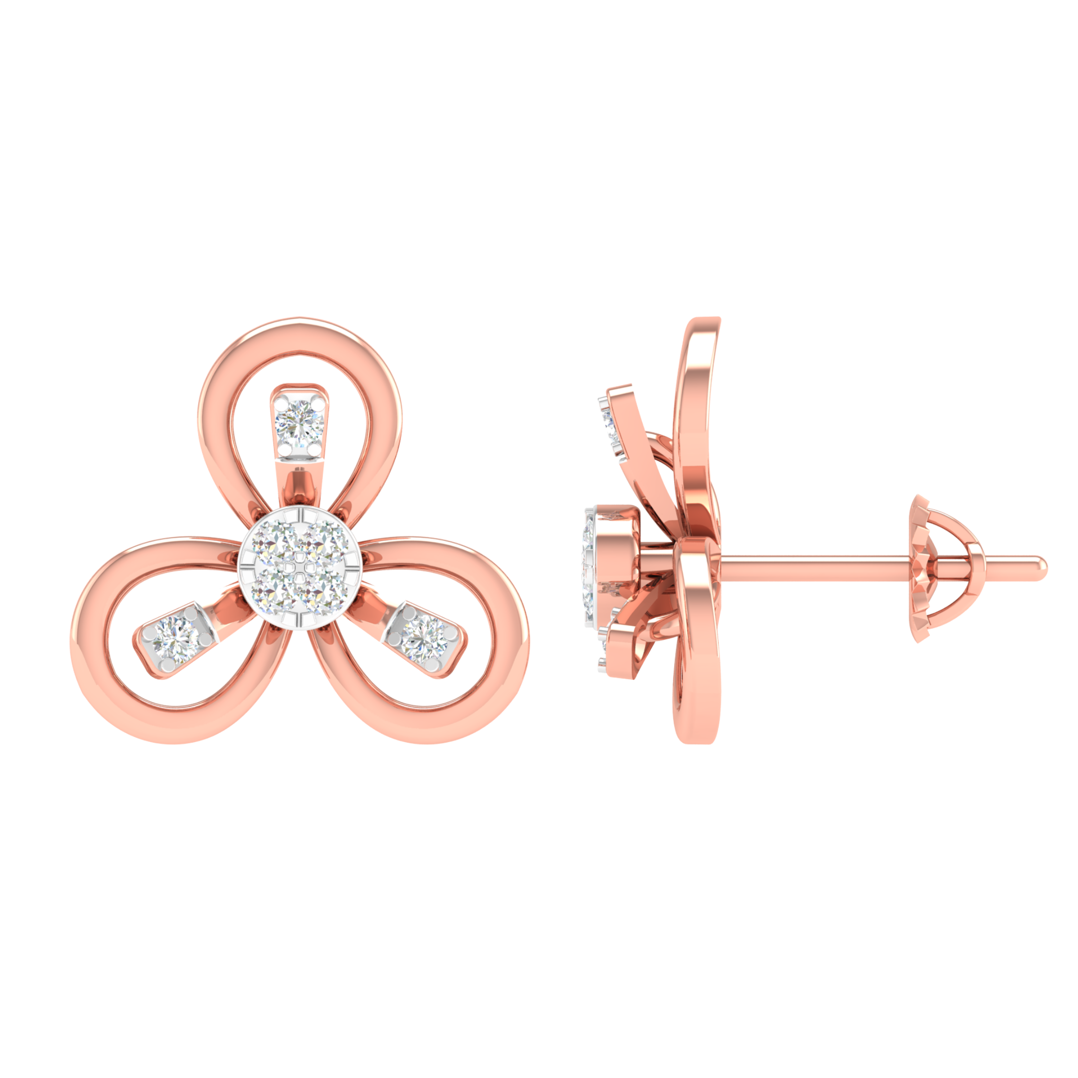 18KT ROSE GOLD FLAX REAL DIAMOND EARRINGS