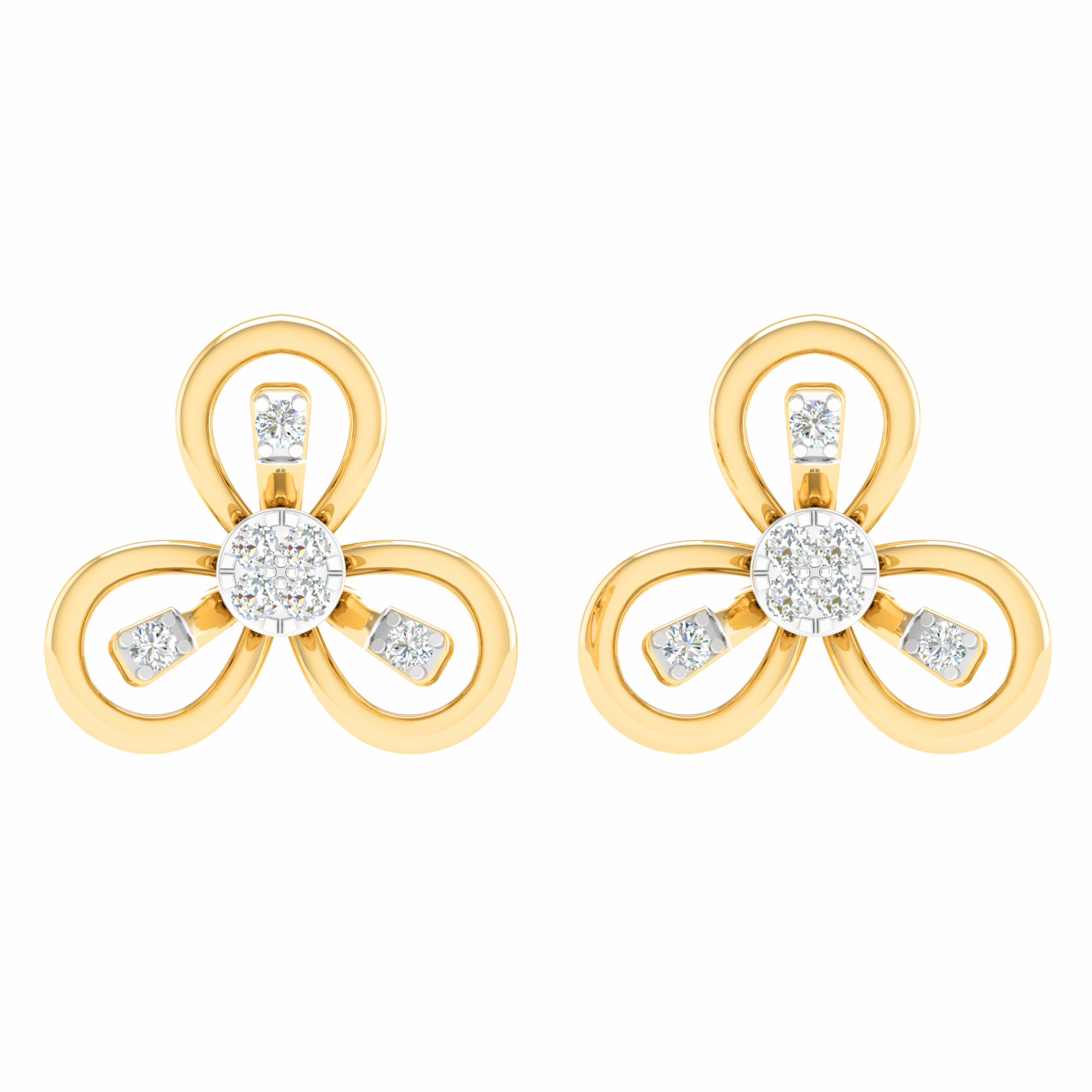 18KT ROSE GOLD FLAX REAL DIAMOND EARRINGS
