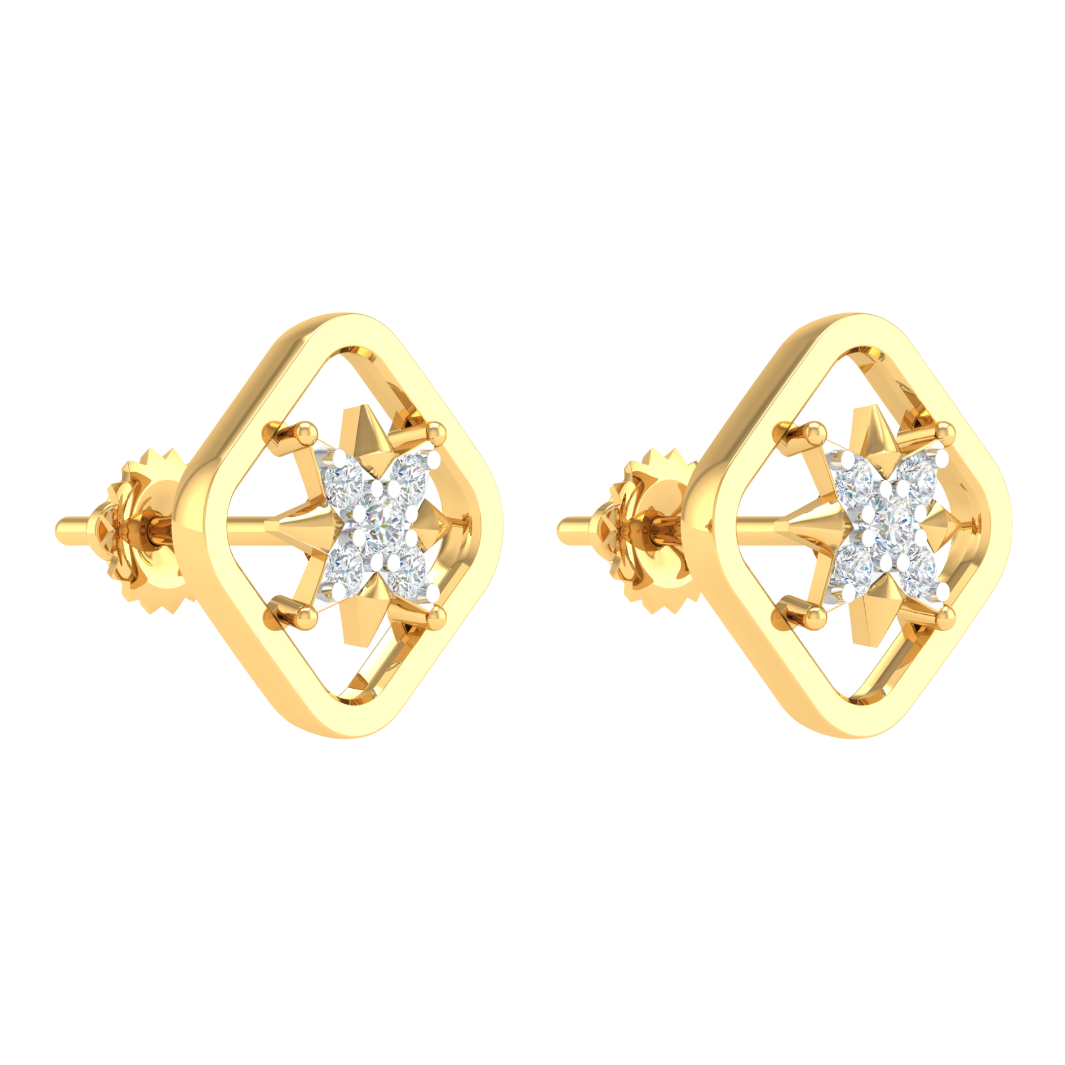 18KT YELLOW GOLD RYLEE REAL DIAMOND EARRINGS