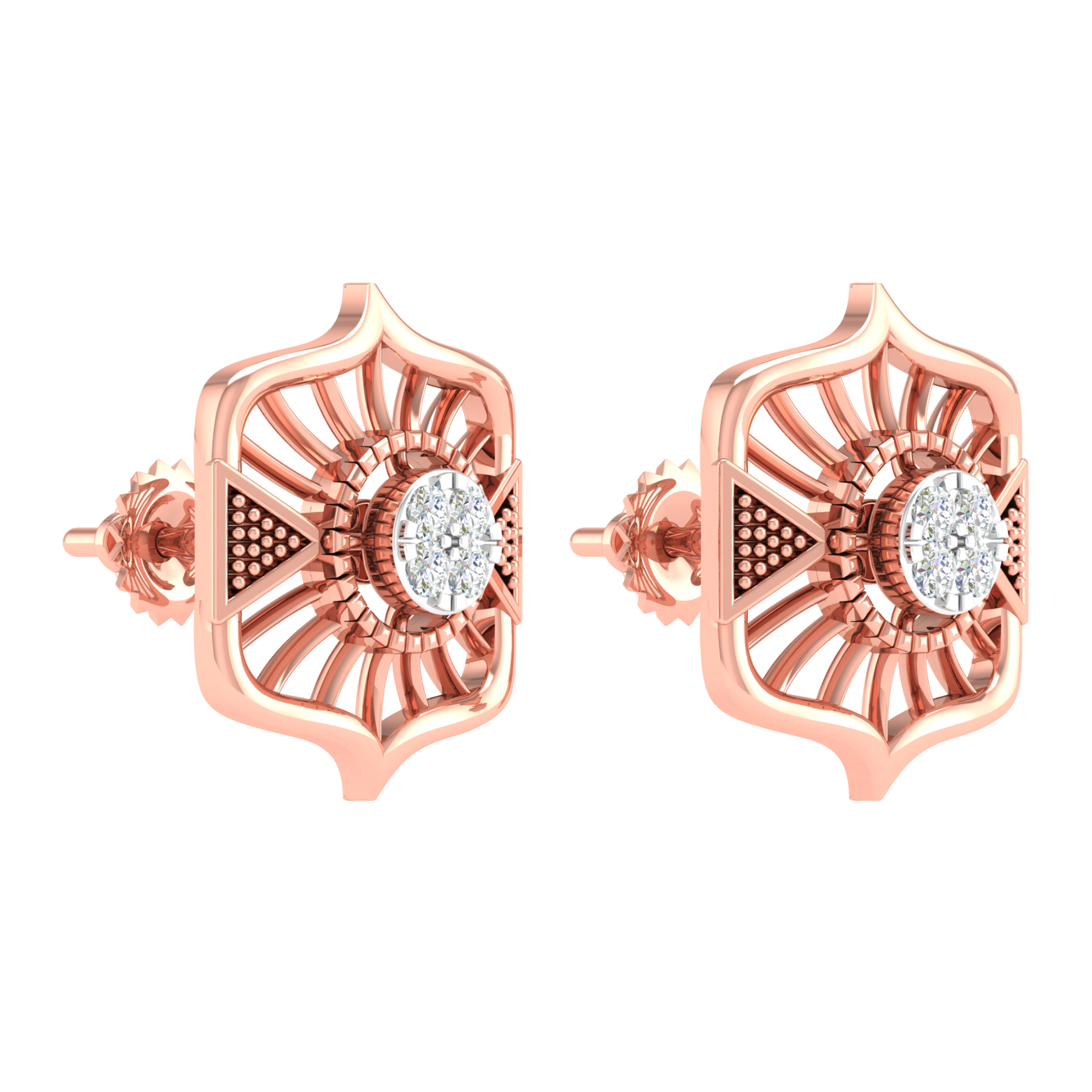 18KT ROSE GOLD NAVY REAL DIAMOND EARRINGS