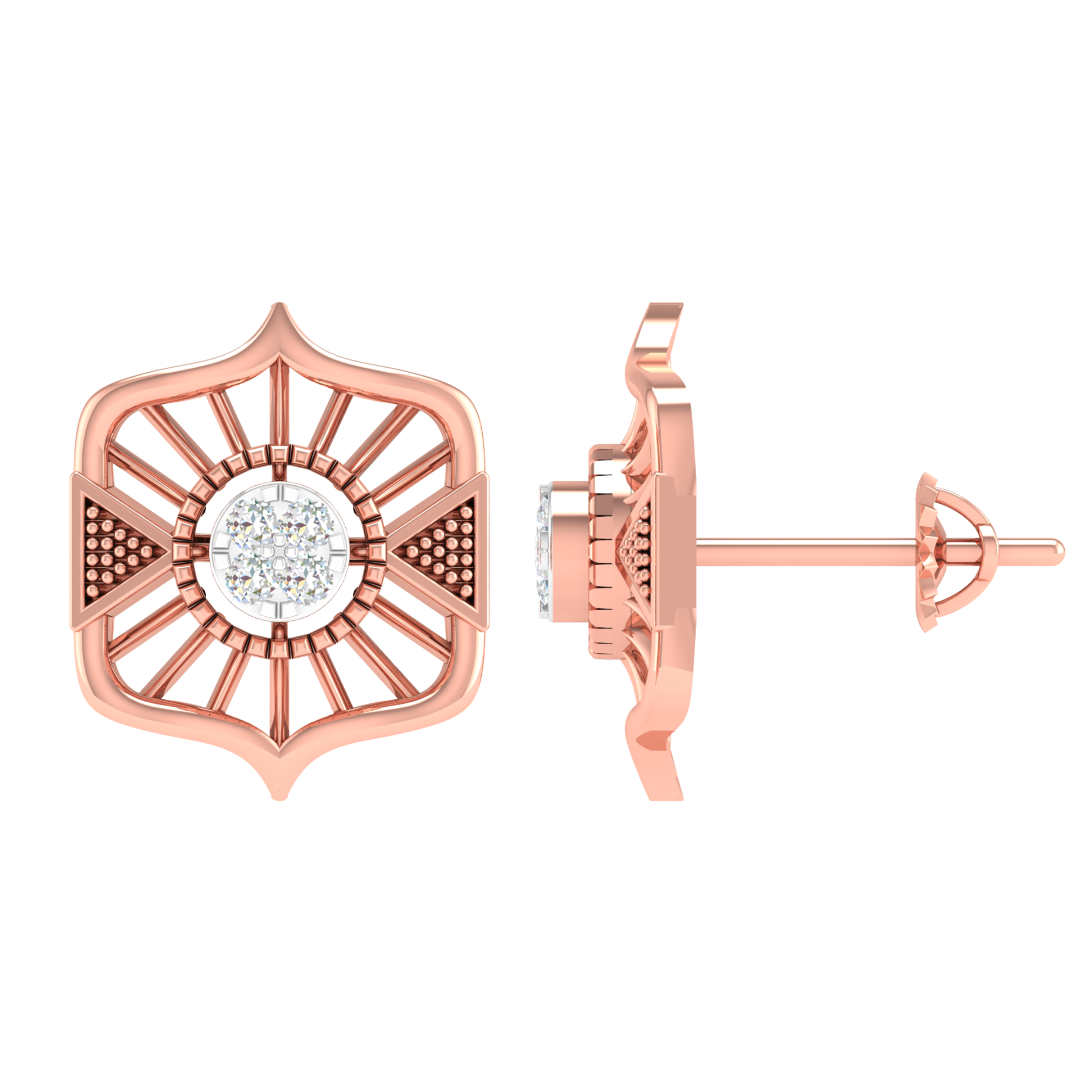 18KT ROSE GOLD NAVY REAL DIAMOND EARRINGS