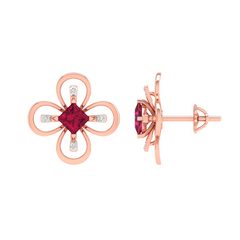 18KT ROSE GOLD ASIATIC REAL DIAMOND EARRINGS