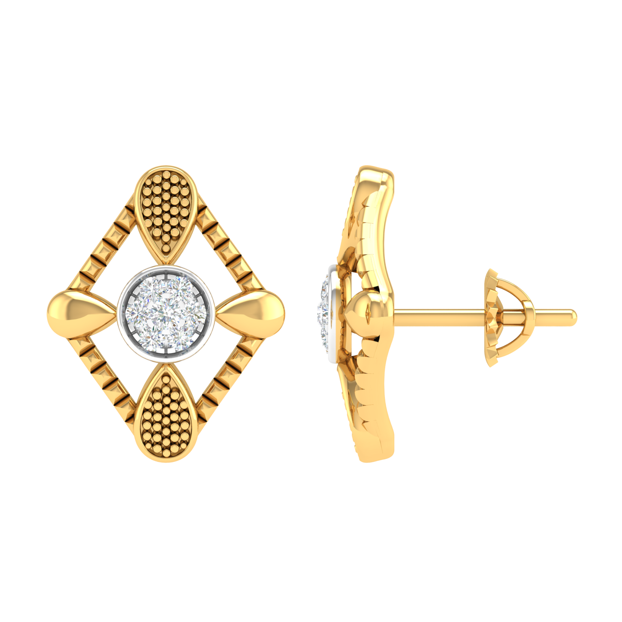 18KT YELLOW GOLD EVIE REAL DIAMOND  EARRINGS