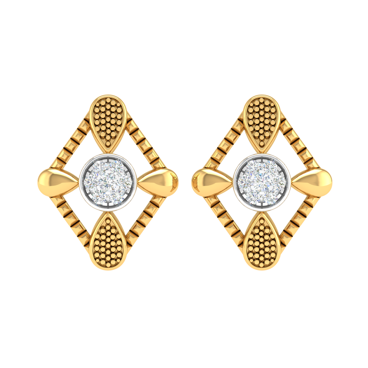 18KT YELLOW GOLD EVIE REAL DIAMOND  EARRINGS