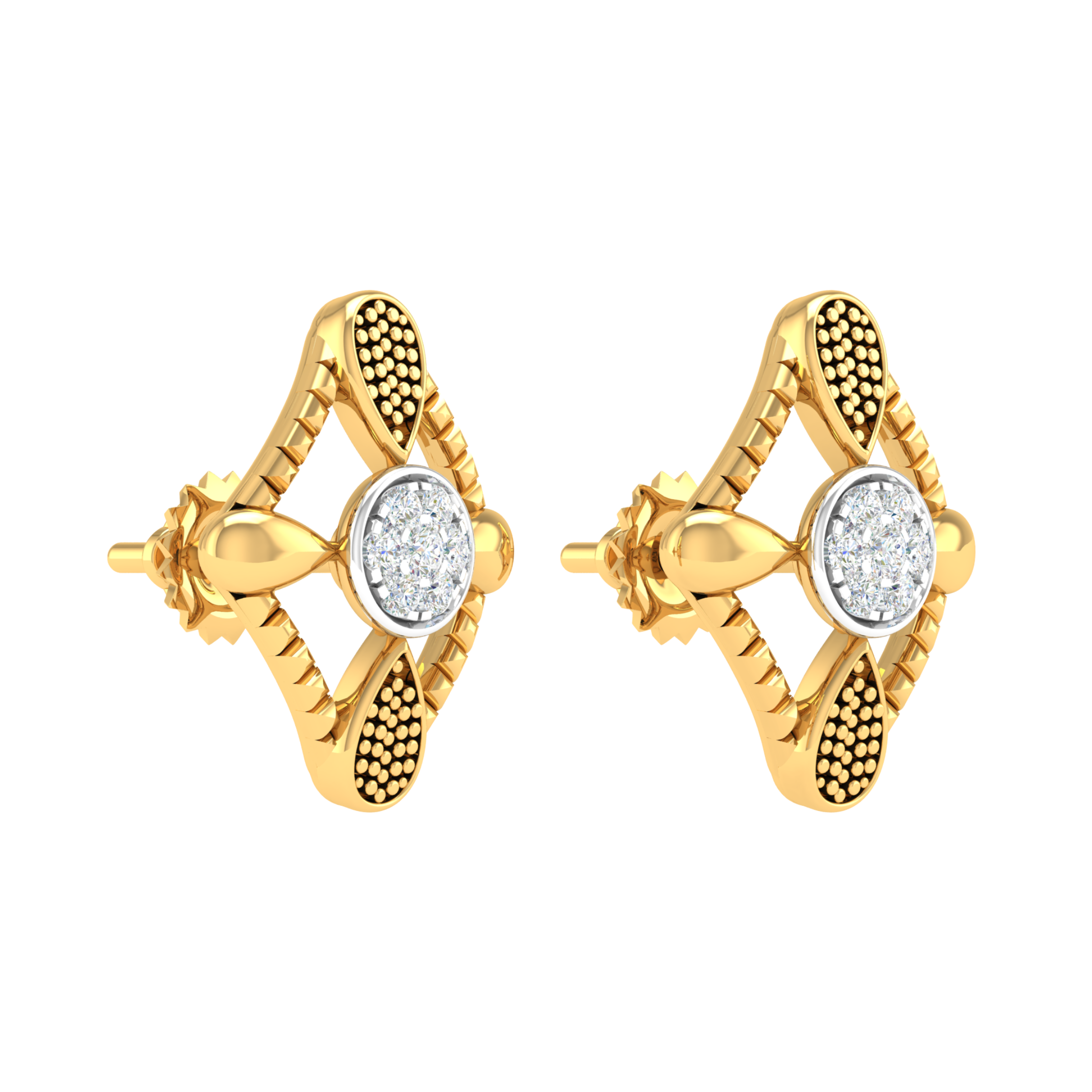 18KT YELLOW GOLD EVIE REAL DIAMOND  EARRINGS