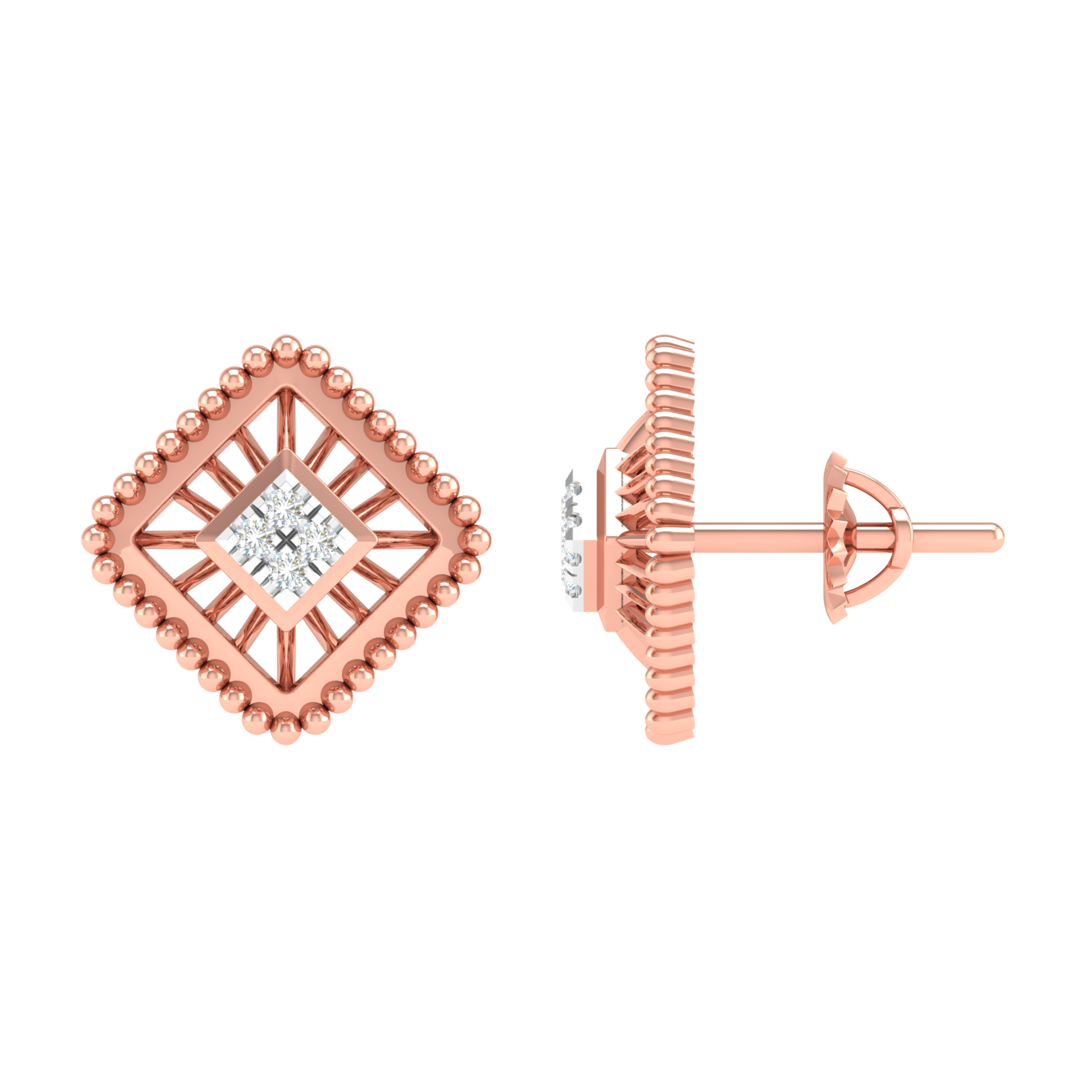 18KT ROSE GOLD JASMINE REAL DIAMOND EARRINGS