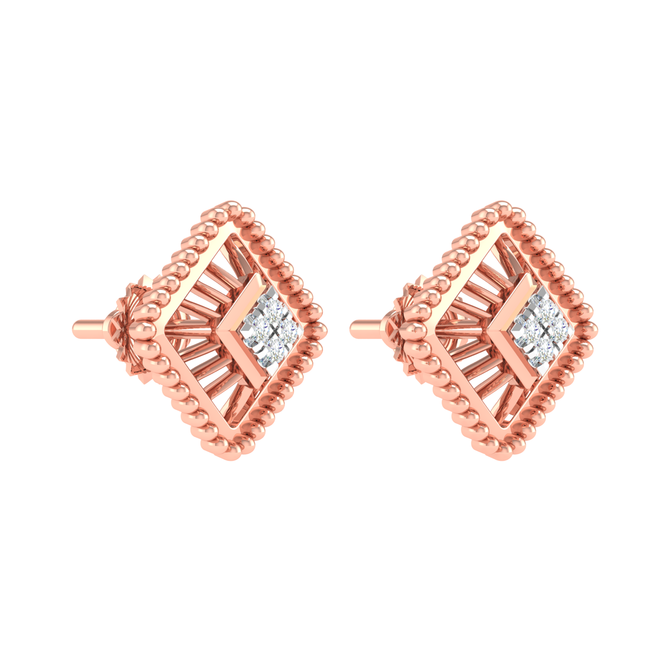 18KT ROSE GOLD JASMINE REAL DIAMOND EARRINGS