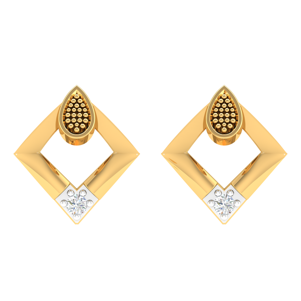 18KT YELLOW GOLD CIARA REAL DIAMOND EARRINGS