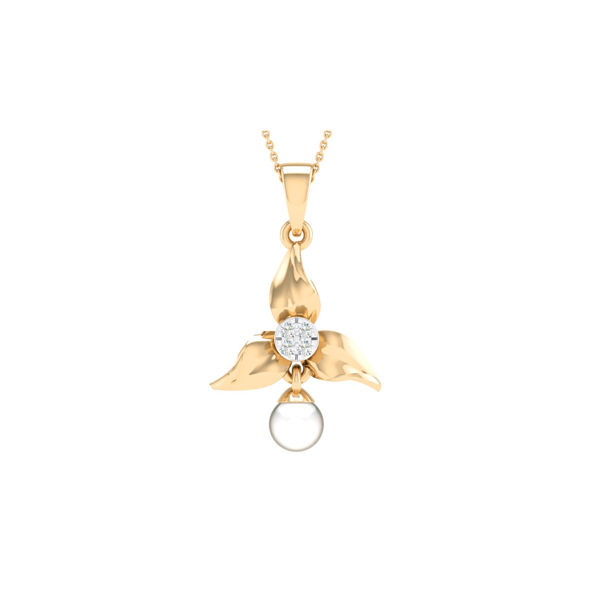 18KT ROSE GOLD BLUESTAR FLORAL REAL DIAMOND PENDANT