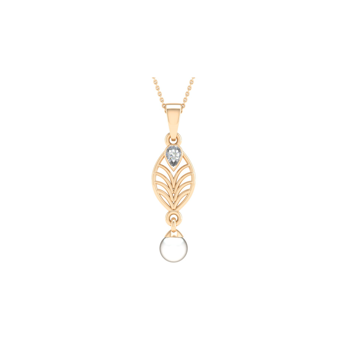 18KT ROSE GOLD AZALEA REAL DIAMOND PENDANT