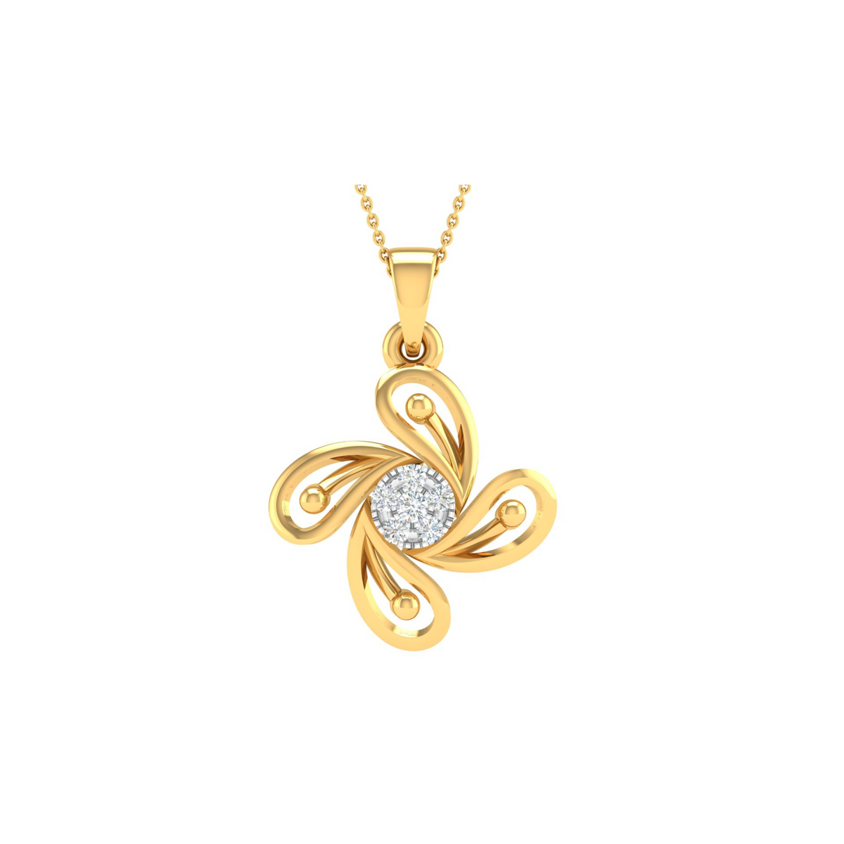 18KT YELLOW GOLD ALFREDA REAL DIAMOND PENDANT