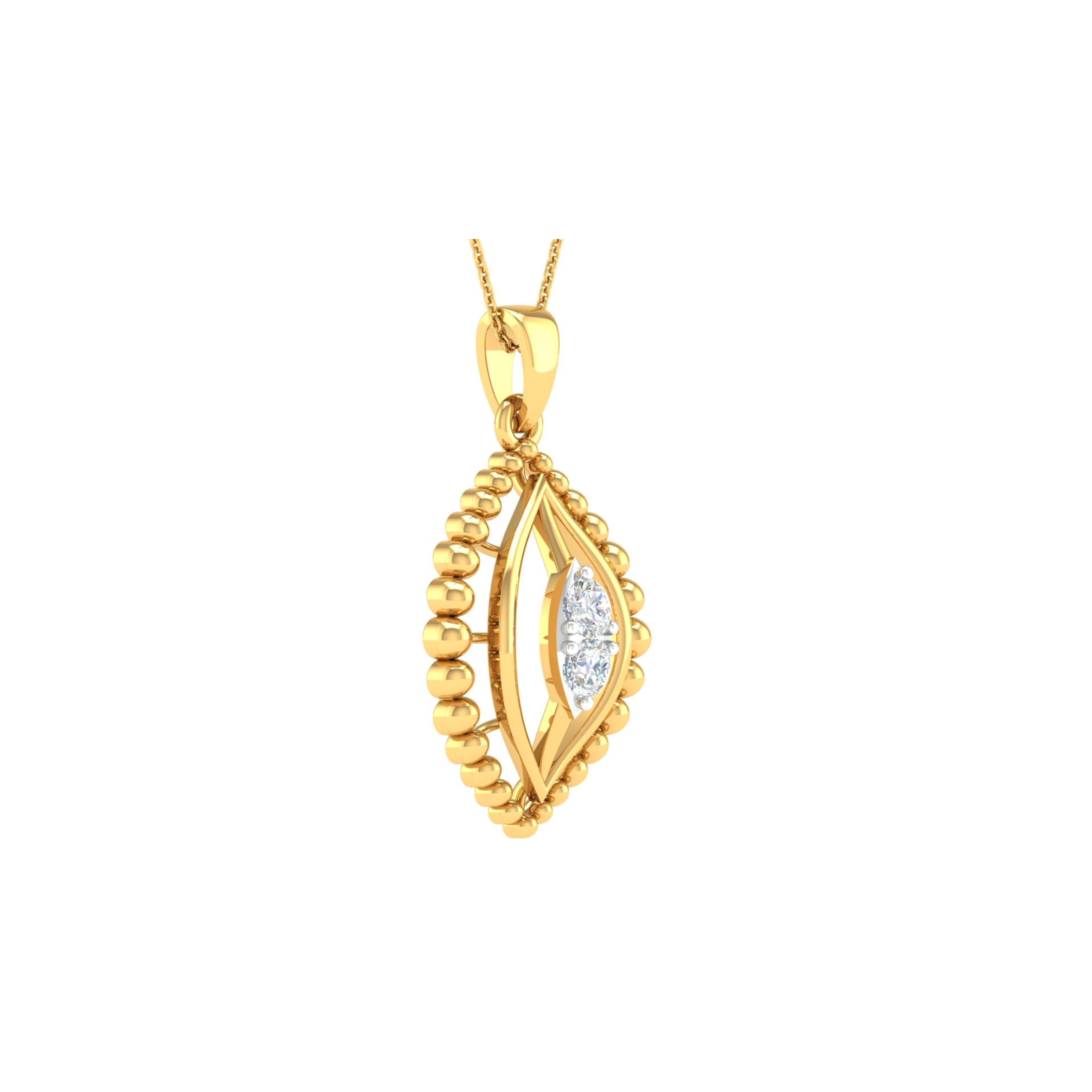 18KT YELLOW GOLD BERTHA REAL DIAMOND PENDANT