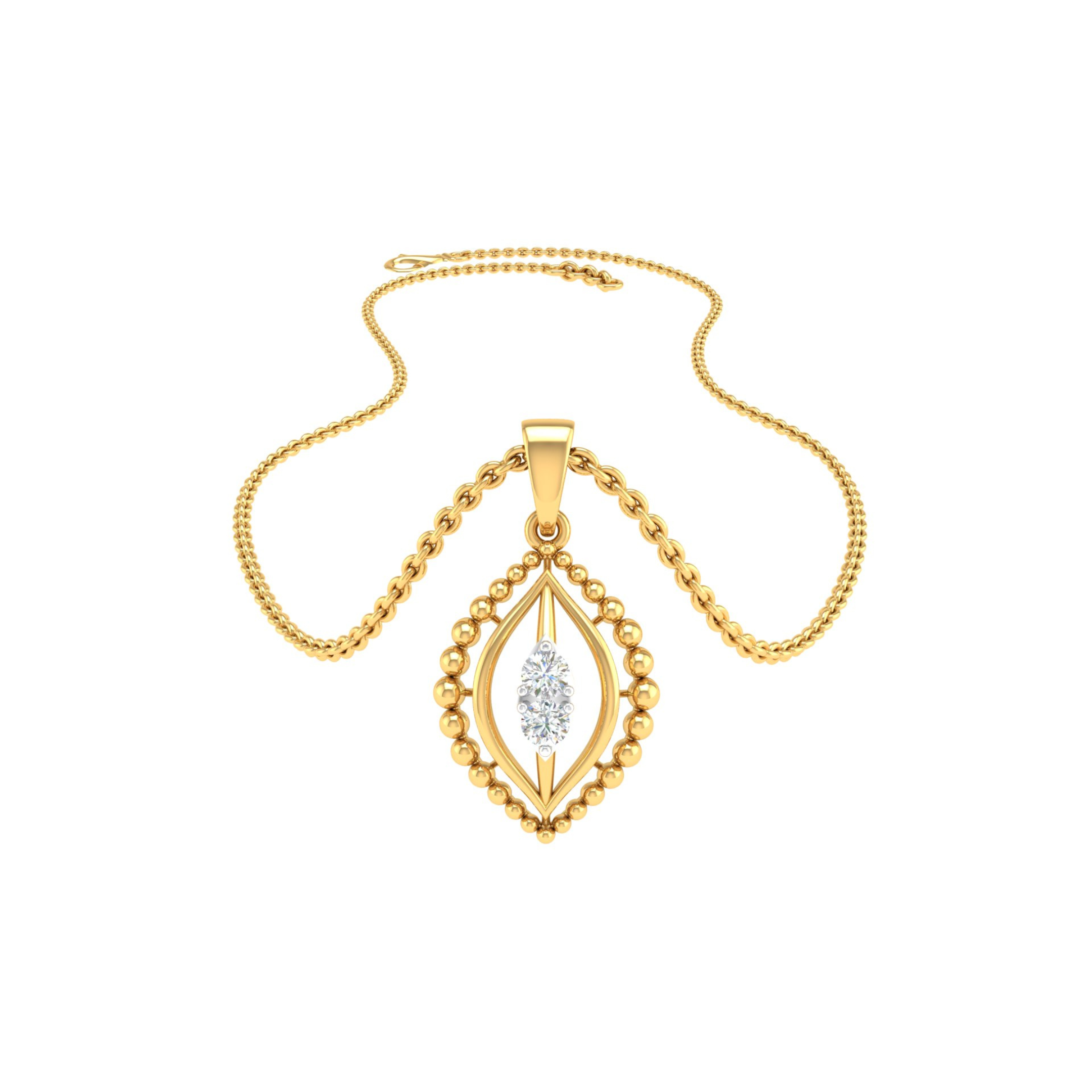 18KT YELLOW GOLD BERTHA REAL DIAMOND PENDANT