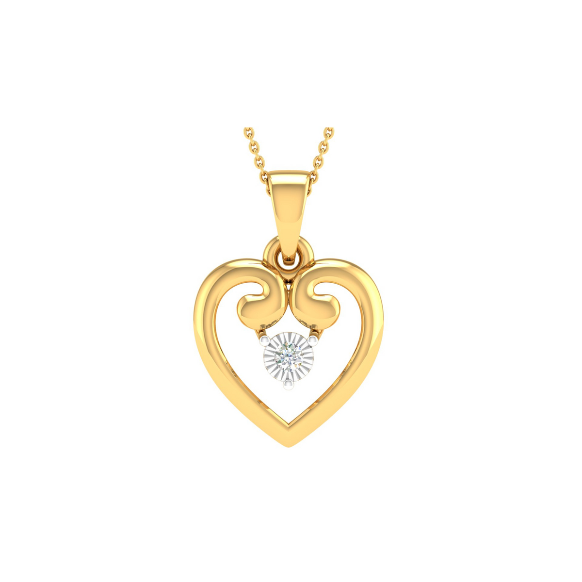 18KT YELLOW GOLD LOVE REAL DIAMOND PENDANT