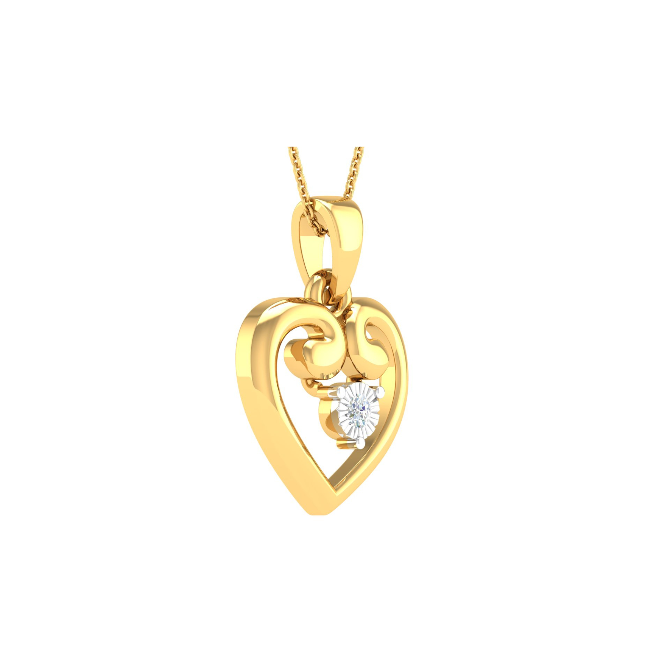 18KT YELLOW GOLD LOVE REAL DIAMOND PENDANT