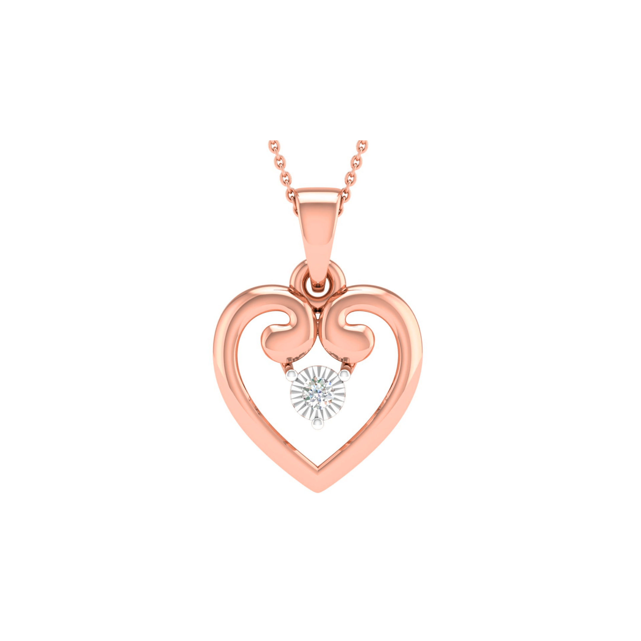 18KT YELLOW GOLD LOVE REAL DIAMOND PENDANT