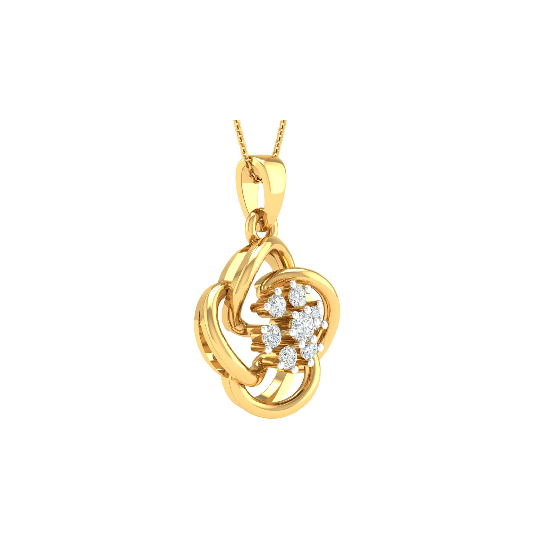 18KT YELLOW GOLD NARCISSUS REAL DIAMOND PENDANT