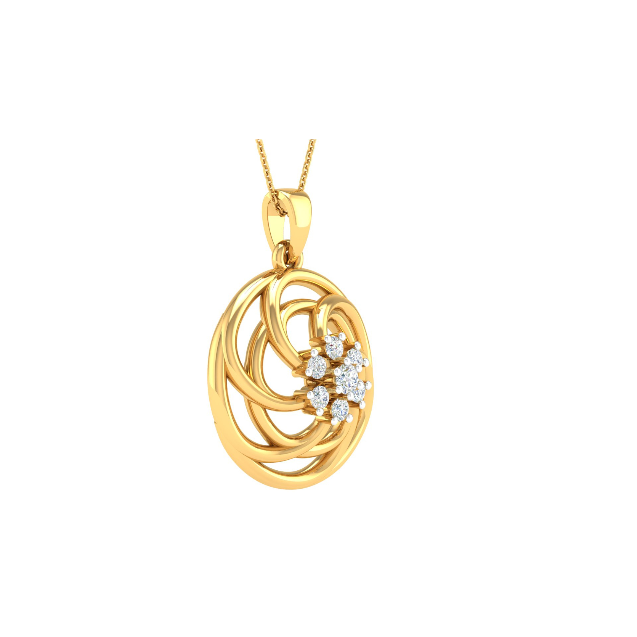 18KT YELLOW GOLD RIVER REAL DIAMOND PENDANT