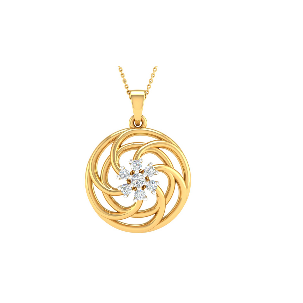 18KT YELLOW GOLD RIVER REAL DIAMOND PENDANT