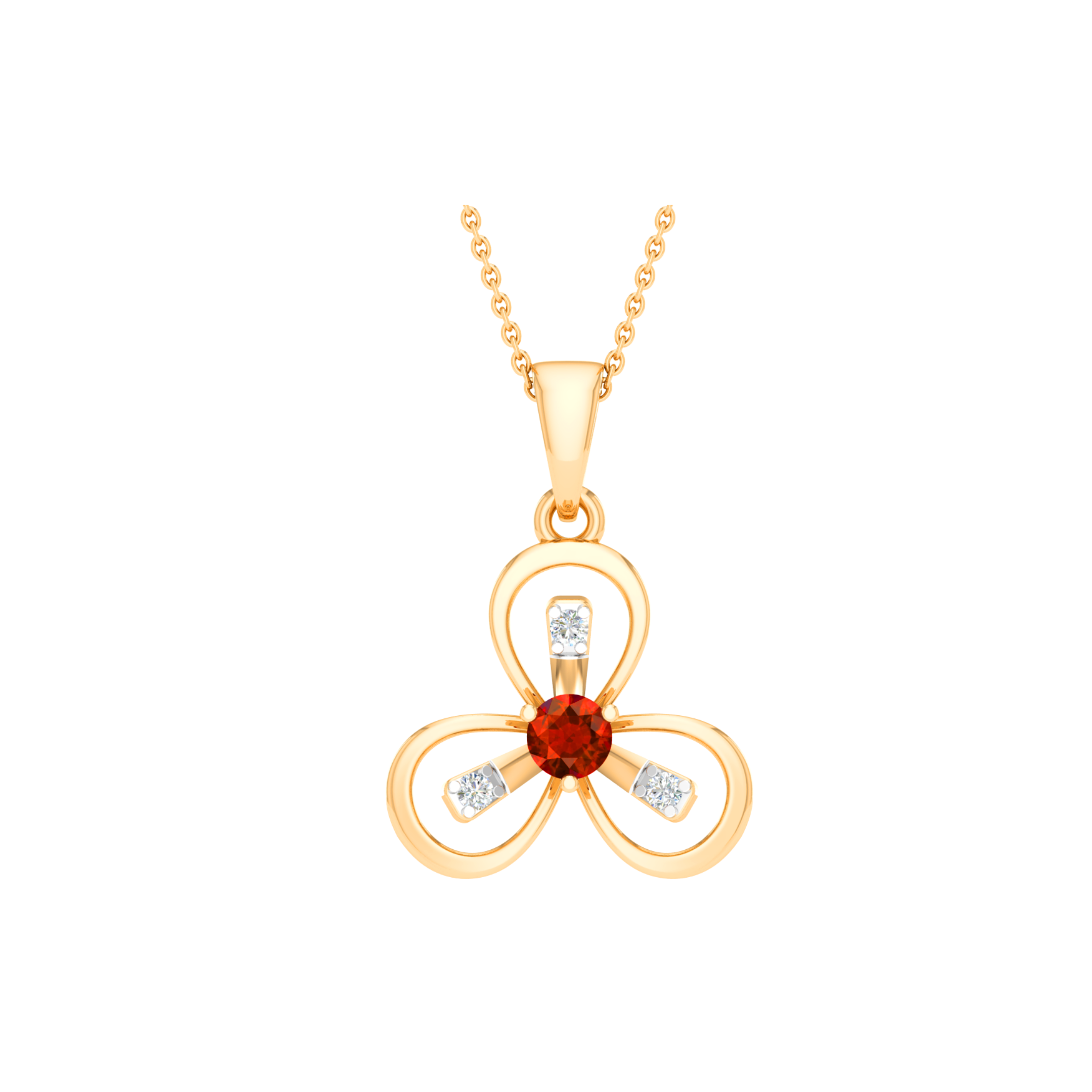 18KT ROSE GOLD PANSY REAL DIAMOND PENDANT