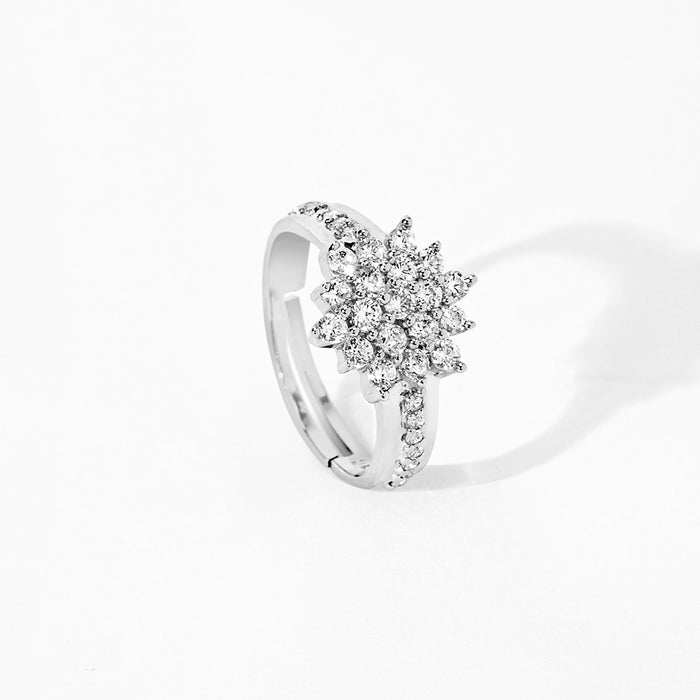 Sterling Silver White Zircon Cluster Ring