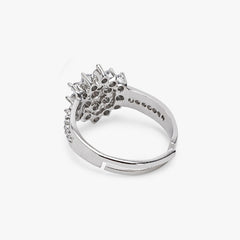 Sterling Silver White Zircon Cluster Ring