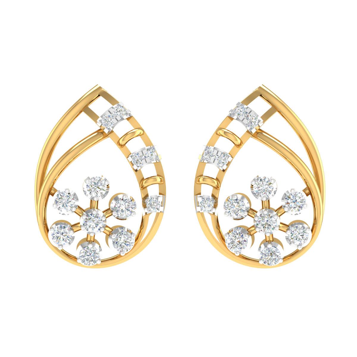 18KT YELLOW GOLD DIANA REAL DIAMOND EARRINGS