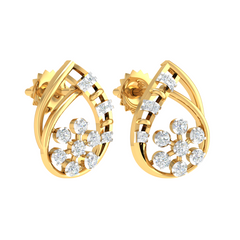 18KT YELLOW GOLD DIANA REAL DIAMOND EARRINGS