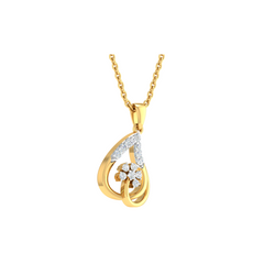 18KT YELLOW GOLD LILY REAL DIAMOND PENDANT