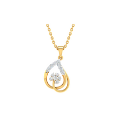 18KT YELLOW GOLD LILY REAL DIAMOND PENDANT