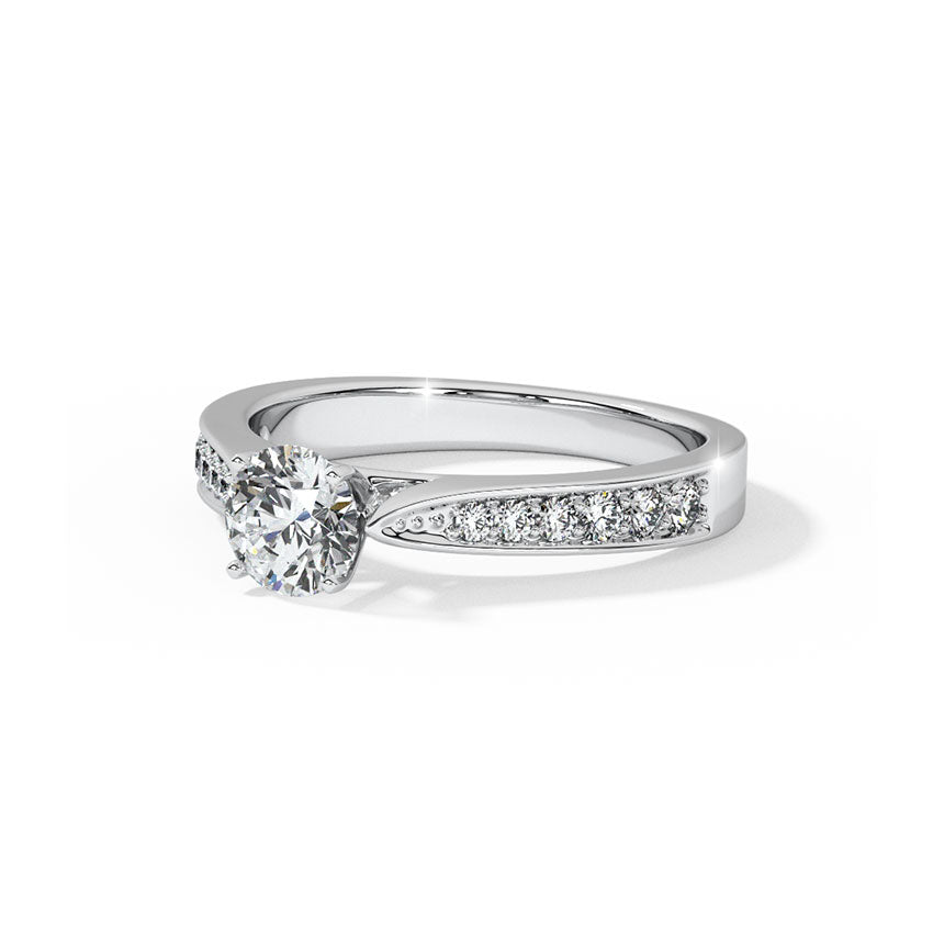 Silver Zircon Studded Solitaire Ring