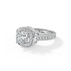 Silver Classic Halo Solitaire Ring