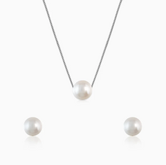 Silver Moonlight Pearl Necklace Set
