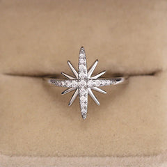 Silver Zircon Rose Star Ring