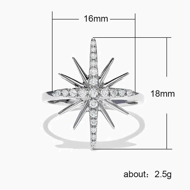 Silver Zircon Rose Star Ring