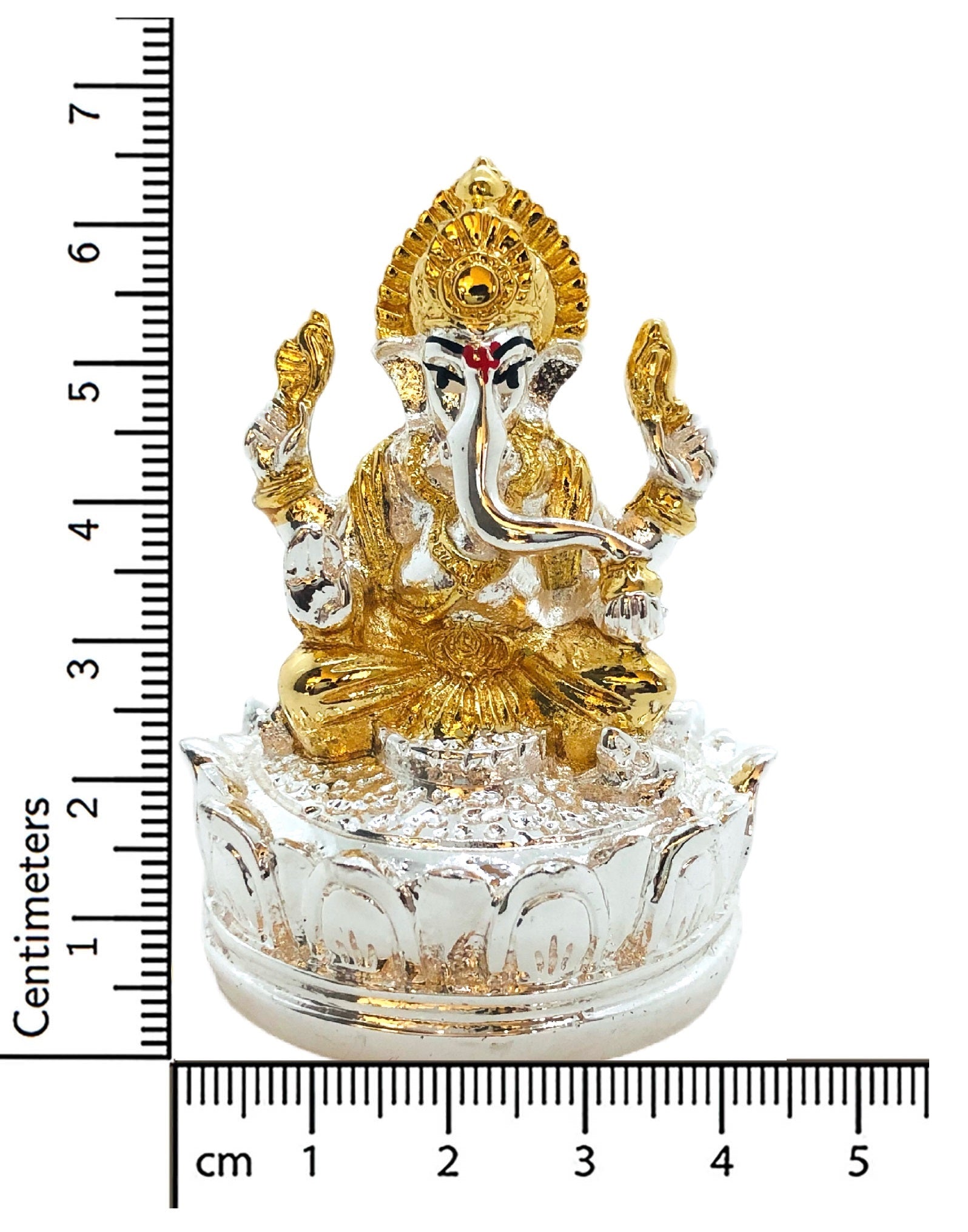 Silver & Gold Plated Shree Ganesh Idol / Murti for Puja Room, Temple, Meditation, Office, Business & Home Decoration Gift Collection