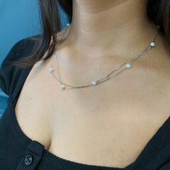 Silver Pearl Moon Necklace