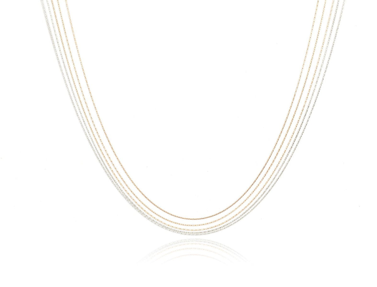 Silver Three Tone Five Layer Necklace