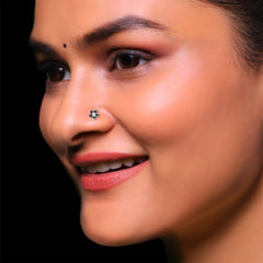 925 sterling Silver Trendy Antique oxidized nose pin for women and girl (Tiny Flower)
